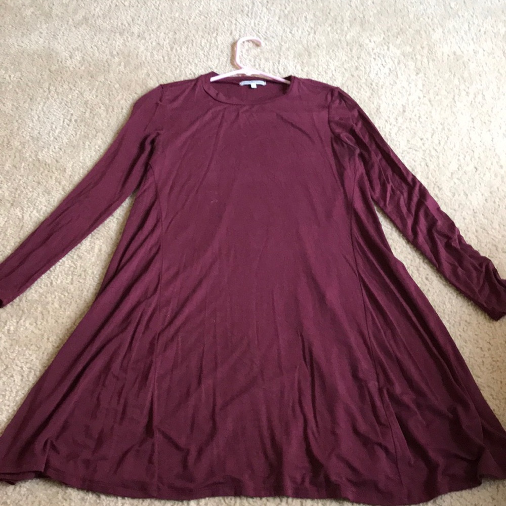 Red flowy dress with long sleeves